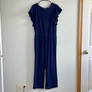 Anthropologie navy jumpsuit